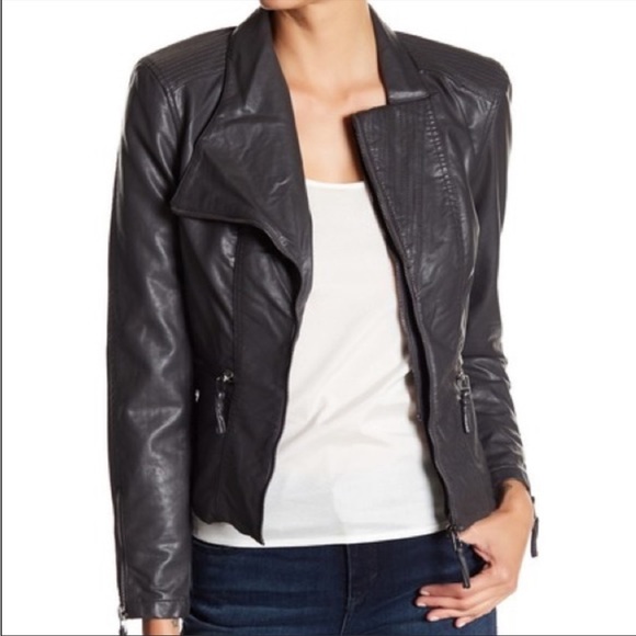 Just Like New!! BLANKNYC charcoal faux leather moto jacket size L from Nordstrom - Picture 1 of 6